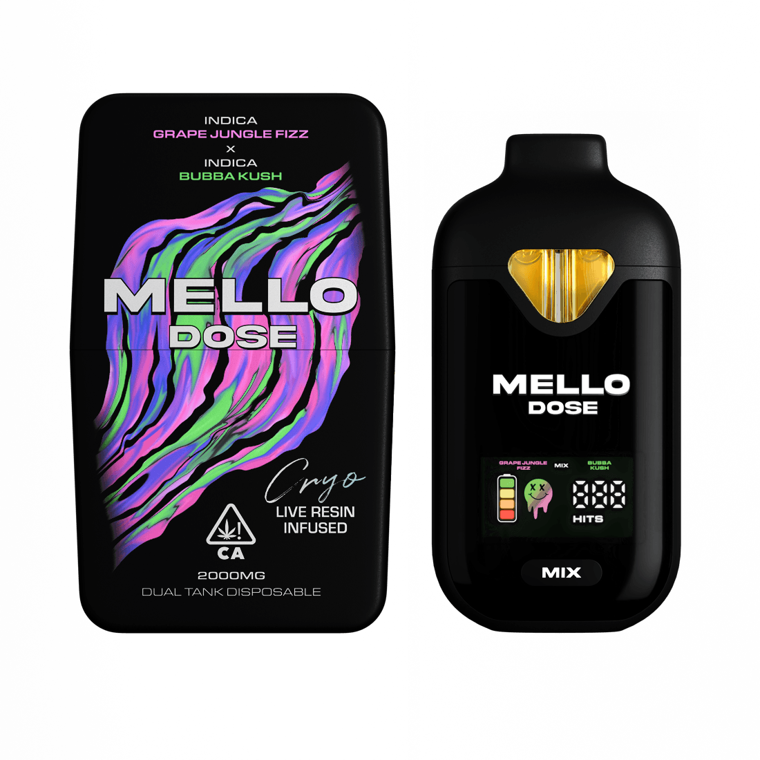 Grape Jungle Fizz × Bubba Kush — Mello Dose device